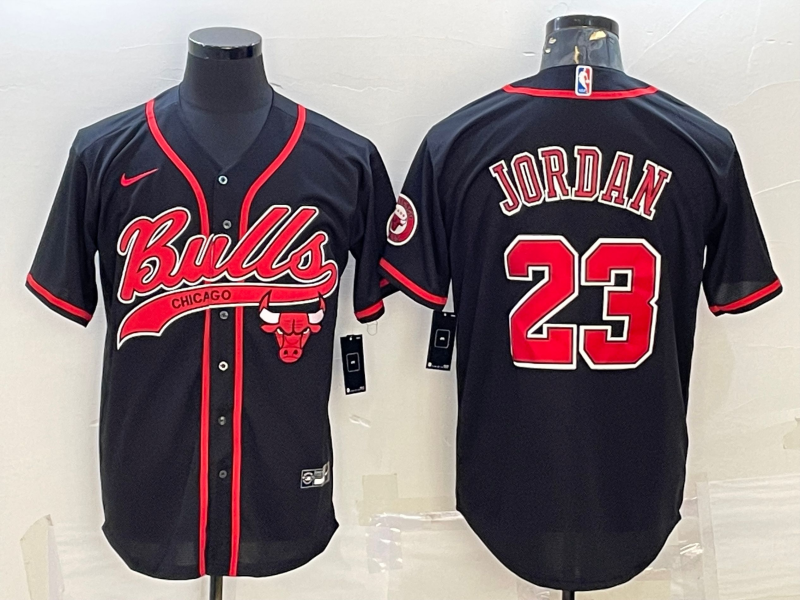 Men's Chicago Bulls #23 Michael Jordan Black Cool Base Stitched Baseball Jersey Men's Chicago Bulls #23 Michael Jordan Black Cool Base Stitched Baseball Jersey